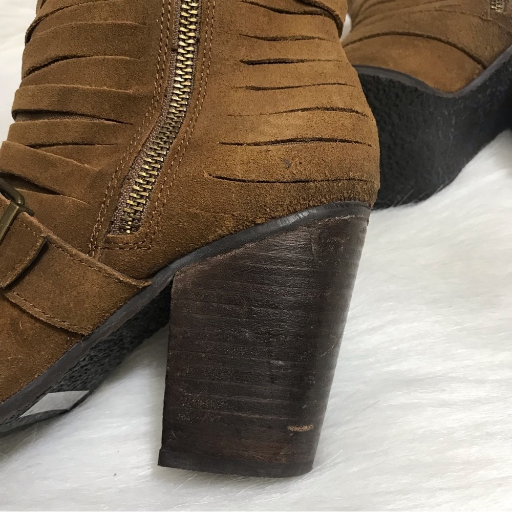 Naughty Monkey Brown Suede Boho Block Heel Boots Size 7.5 - Picture 9 of 11